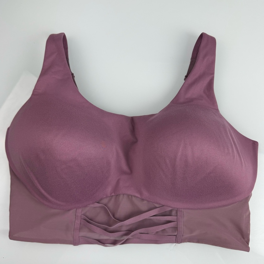 Victorias Secret Bra Lightweight Sport Pull On‎ Solid Purple Mesh Band Padded